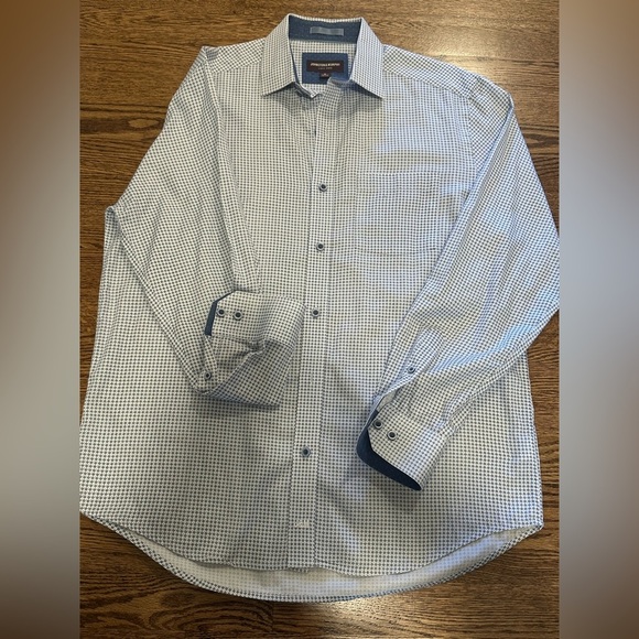 Johnston & Murphy Blue Microprint Long Sleeve Button Down Shirt Men’s Size Large - Picture 2 of 8